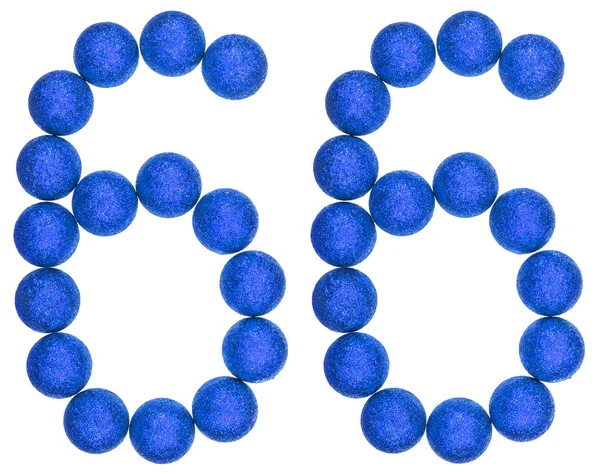 Numeral 66, sesenta y seis, de bolas decorativas, aisladas en blanco — Foto de Stock