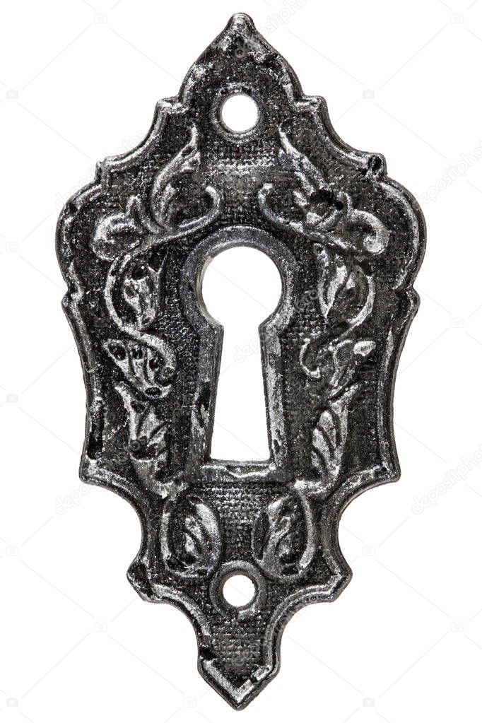 The keyhole, decorative design element, isolated on white backgr