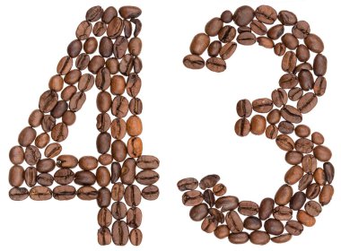 Arapça w izole rakamı 43, kahve çekirdekleri, üzerinden kırk üç