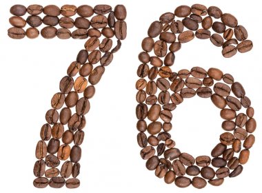 Arapça w izole rakamı 76, kahve çekirdekleri, üzerinden yetmiş altı
