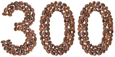 Arapça rakamı 300, üç yüz, kahve çekirdekleri, üzerinden o izole