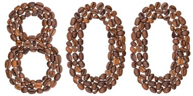 Arapça rakamı 800, sekiz yüz, kahve çekirdekleri, üzerinden o izole