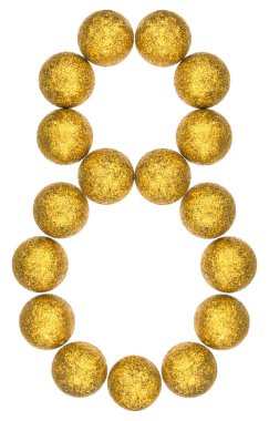 Rakamı 8, dekoratif topları, üzerinde beyaz backg izole--dan sekiz