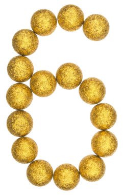 Rakamı 6, dekoratif topları, üzerinde beyaz backgro izole üzerinden altı