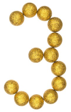 Rakamı 3, üç, dekoratif topları, üzerinde beyaz backg izole