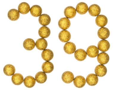 Whit üzerinde izole rakamı 39, dekoratif topları, üzerinden otuz dokuz