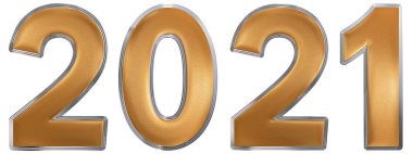 Rakamı 2021, beyaz arka plan üzerinde 3d render izole