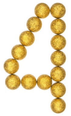 Rakamı 4, dört, dekoratif topları, üzerinde beyaz backgr izole