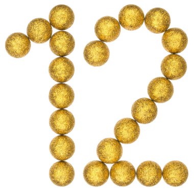 Rakamı 12, dekoratif topları, üzerinde beyaz bac izole gelen on iki