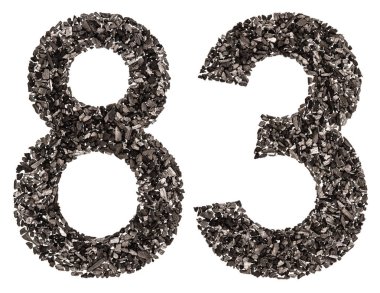 Arapça sayı 83, seksen üç, doğal kömür siyah, 