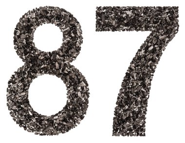 Arapça rakamı 87, seksen yedi, doğal kömür siyah, 