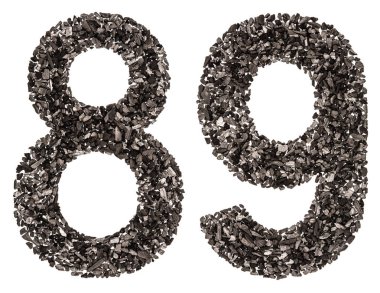 Arapça rakamı 89, seksen dokuz, doğal bir kömür siyah ben