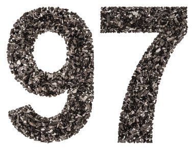 Arapça rakamı 97, doksan yedi, doğal kömür siyah, 