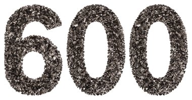 Arapça rakamı 600, altı yüz, doğal kömür siyah, 