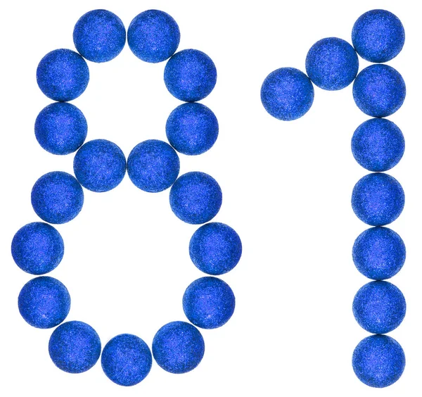 Numeral 81, ochenta y uno, de bolas decorativas, aisladas en blanco —  Fotos de Stock