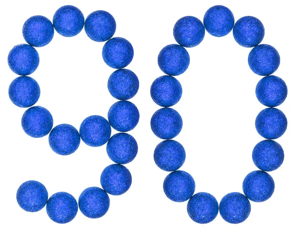 Numeral 90, noventa, de bolas decorativas, isolado em bac branco — Fotografia de Stock