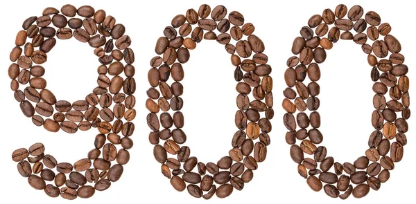 Número arábico 900, novecentos, de grãos de café, isolado em — Fotografia de Stock