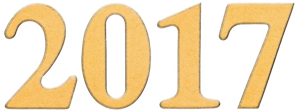 Число 2017 з картону, ізольовано на білому тлі — стокове фото