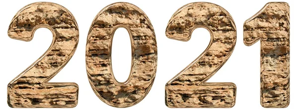 Cijfer 2021 met een abstract oppervlak van een natuurlijke kalksteen, — Stockfoto