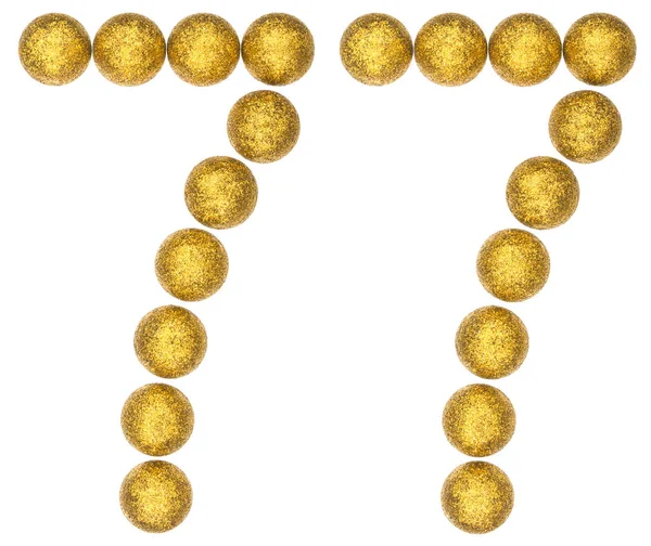 Numeral 77, setenta y siete, de bolas decorativas, aislado en wh — Foto de Stock