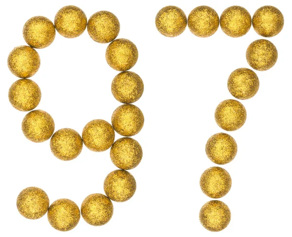 Numeral 97, noventa e sete, de bolas decorativas, isolado no whi — Fotografia de Stock