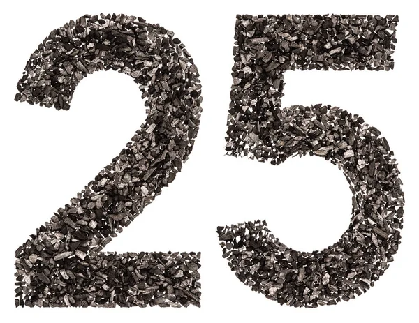 アラビア数字 25、25、天然炭を黒から私 — ストック写真