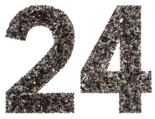 Arabic numeral 24, twenty four, from black a natural charcoal, i — Stock Photo, Image