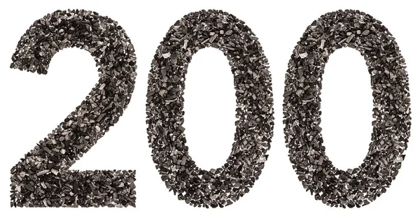 Arabská číslice 200, dvě stě, od černý Uhel přírodní, — Stock fotografie