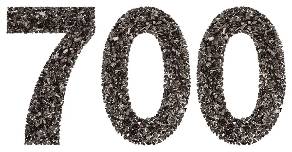Algarismo arábico 700, setecentos, de preto um carvão natural — Fotografia de Stock