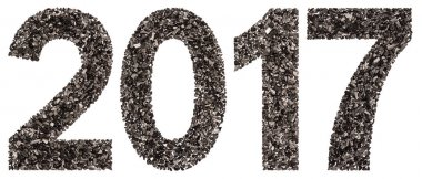 Rakamı 2017 Black doğal kömür, izole üzerinde beyaz ba