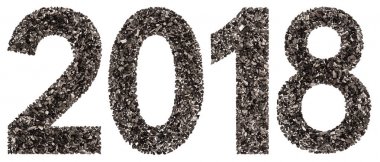 Rakamı 2018 Black doğal kömür, izole üzerinde beyaz ba