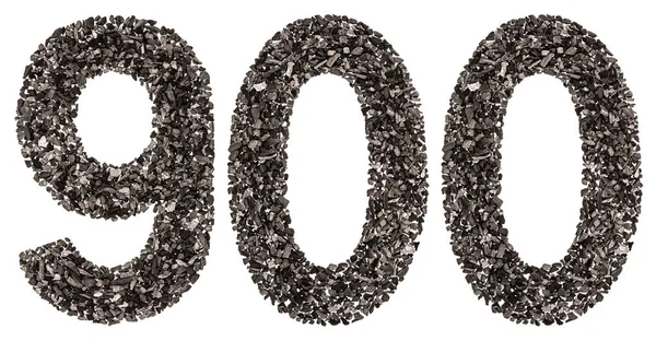 Arabische Ziffer 900, neunhundert, aus schwarzer Holzkohle, — Stockfoto