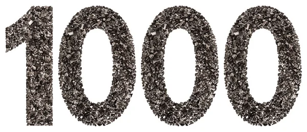 Numero arabo 1000, mille, dal nero un carbone naturale — Foto Stock