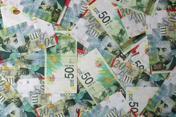 Verschiedene israelische Schekel-Banknoten — Stockfoto