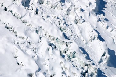 Aiguille de Midi 'den Mont Blanc Buzulu' nun detayları. Fransa