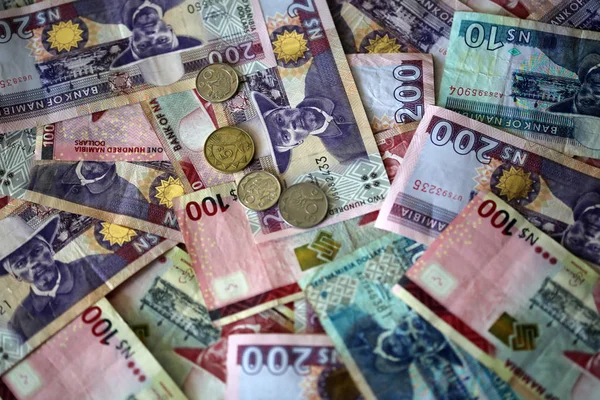 Pila Diverse Banconote Dollaro Namibiano — Foto Stock