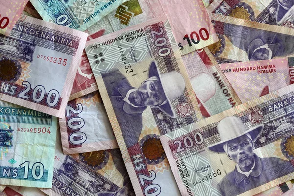 Hromada Různých Namibijských Dolarových Bankovek — Stock fotografie