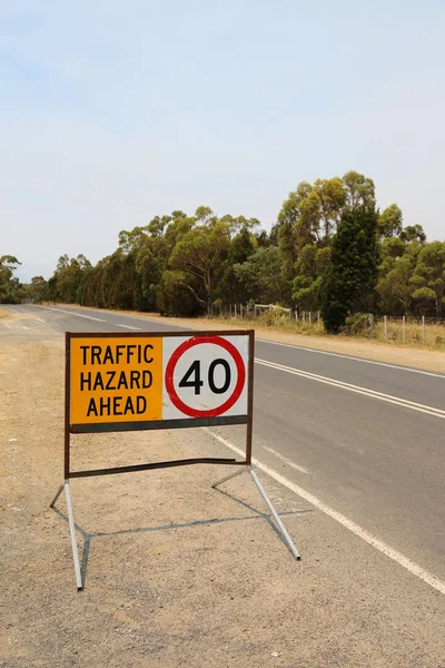 Fechado Estrada Perto Bicheno Incêndio Bush Maciça Tasmânia Austrália — Fotografia de Stock