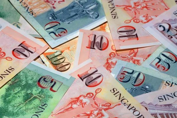 Pila Diferentes Billetes Dólar Singapur —  Fotos de Stock