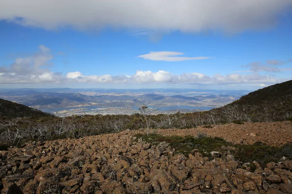 Uitzicht Vanaf Mount Wellington Afc Naar Hobart Tasmanië Australië — Stockfoto