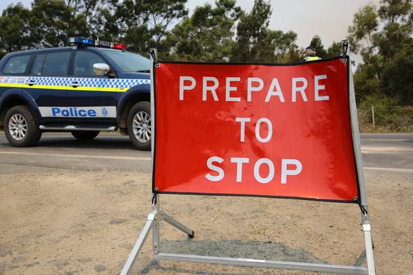 Bicheno Australia January 2013 Closed Road Bicheno Massive Bush Fire — Stock Photo, Image