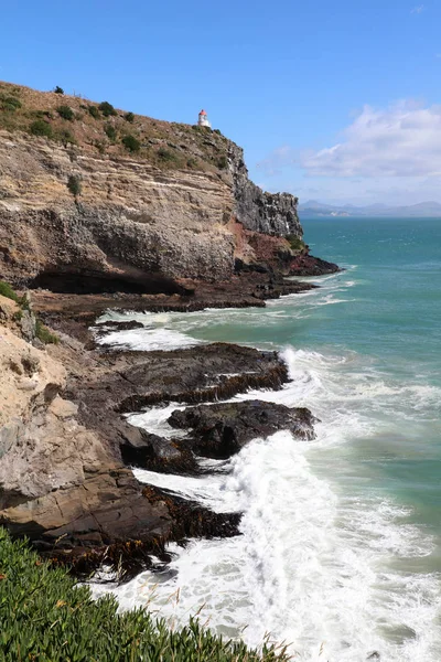 Taiaroa Head Deki Deniz Feneri Otago Yarımadası Yeni Zelanda — Stok fotoğraf