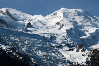 Aiguille de Midi 'den Mont Blanc Massif görüldü. Chamonix. Fransa