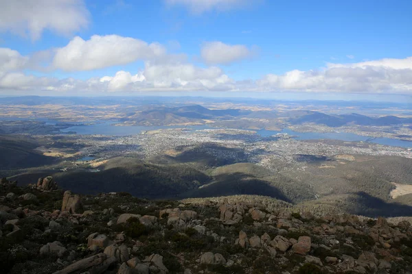 Uitzicht Vanaf Mount Wellington Afc Naar Hobart Tasmanië Australië — Stockfoto