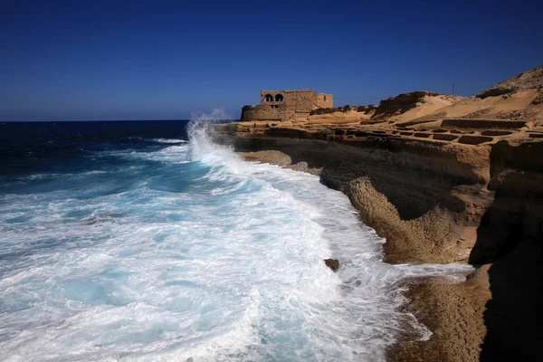 Gozo Adası Ndaki Xwejni Körfezi Nin Kıyı Şeridi Malta — Stok fotoğraf
