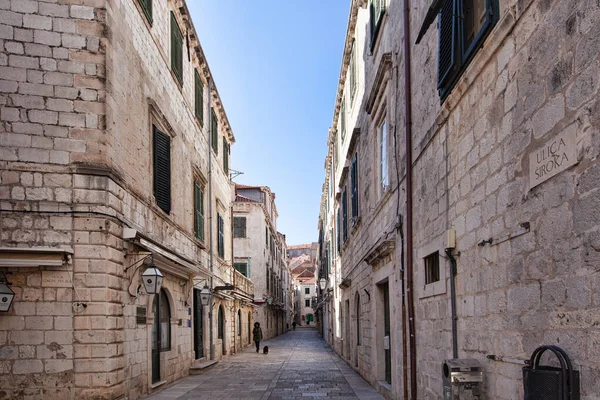 Dubrovnik Kroatien Februar 2019 Schmale Mittelalterliche Straße Bei Tag — Stockfoto