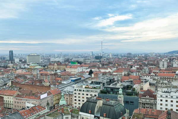 Zagreb Kroatien Februari 2019 Zagreb Skyline Med Röda Hustak — Stockfoto