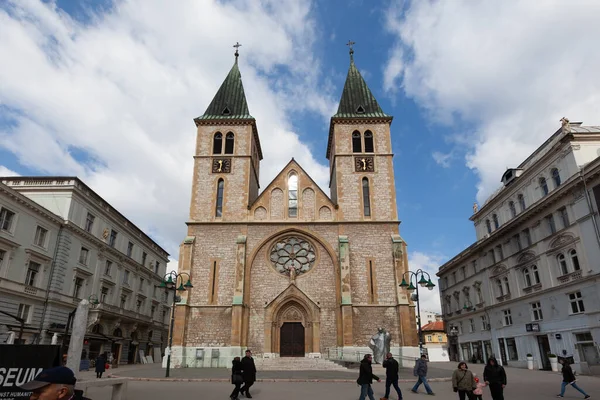 Sarajewo Bośnia Hercegowina Lutego Katedra Najświętszego Serca — Zdjęcie stockowe