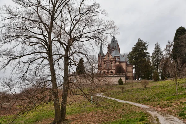 Konigswinter Niemcy Marca 2019 Zamek Drachenburgu Ponury Dzień — Zdjęcie stockowe
