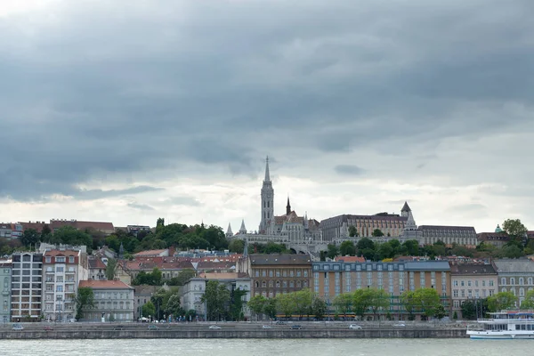 Budapest Hungary 2017 Buda View Sunset Showing Fishermans Bastion Danube — 스톡 사진